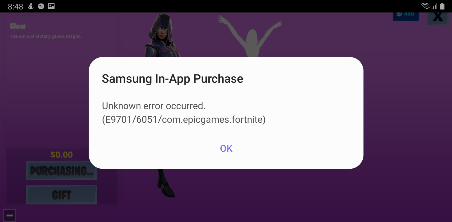 Samsung In-App Purchase error