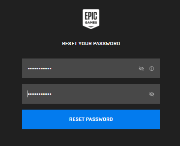 epic games account password reset pop up
