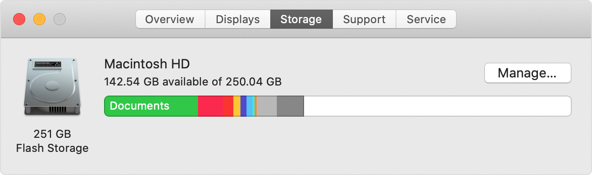 Macのハードドライブの空き容量を確認。